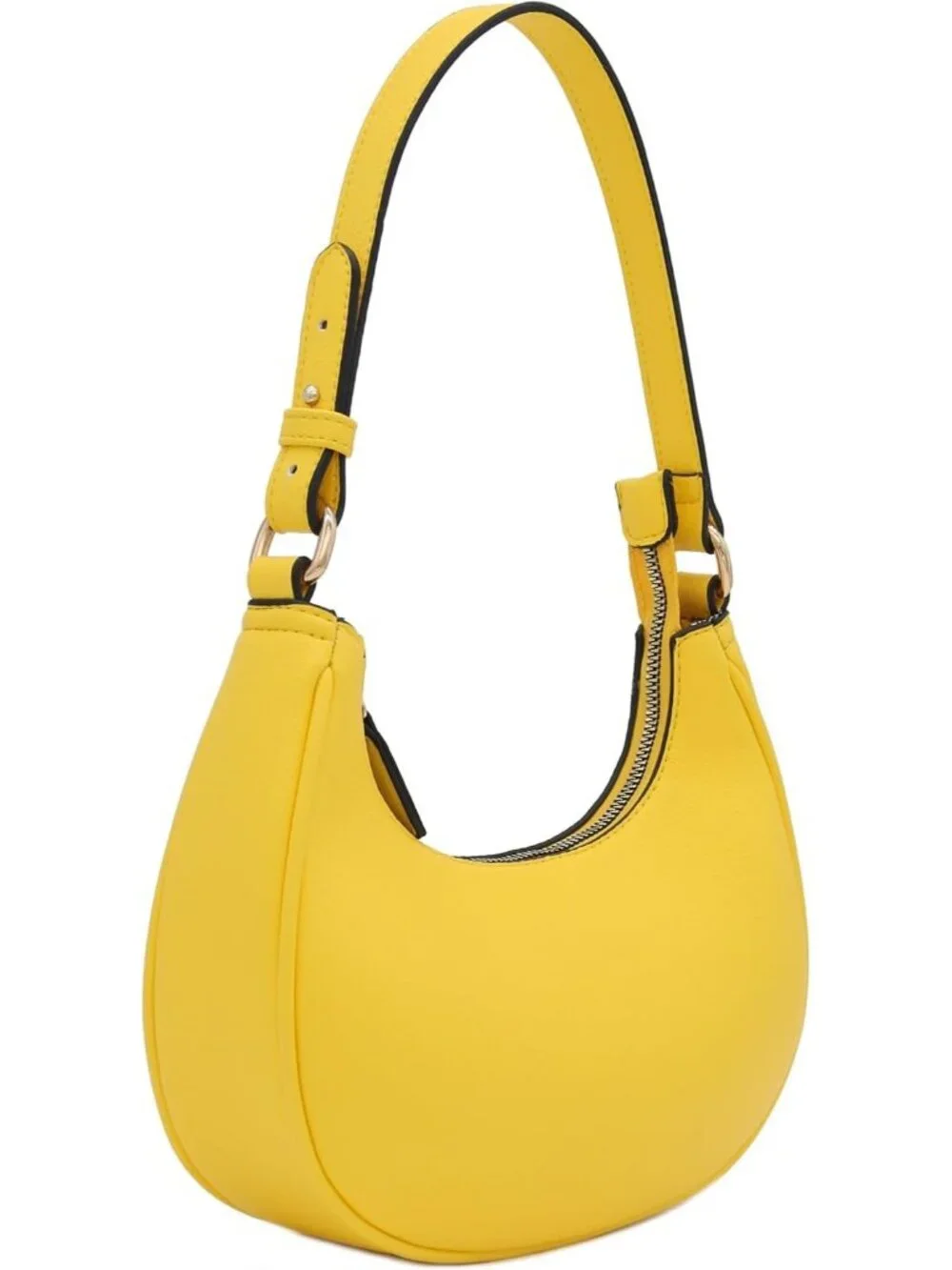 Women Yellow Small Crescent For Trendy Underarm Purse Zipper Shoulder Bag